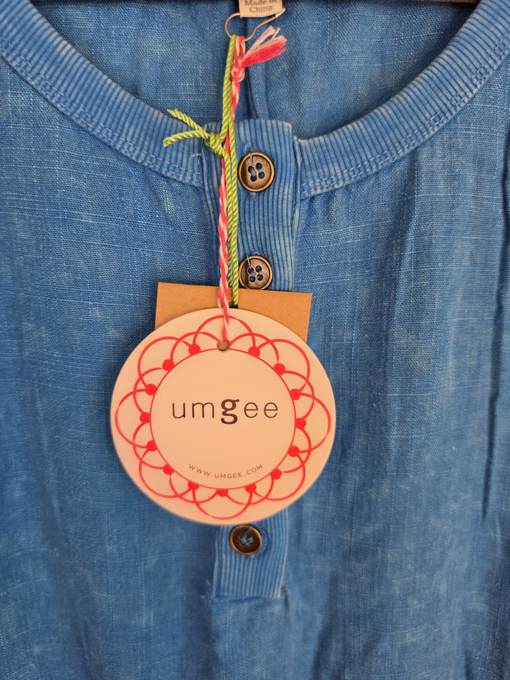 Umgee Blue Linen-Blend Button Front Maxi Dress - Picture 3 of 5